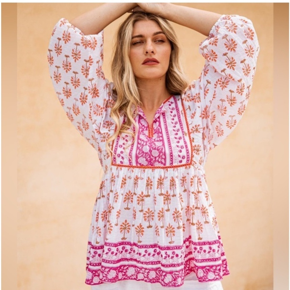 💖 azure Saffron Blouse - Barbados Orange | Women’s blouse size XL